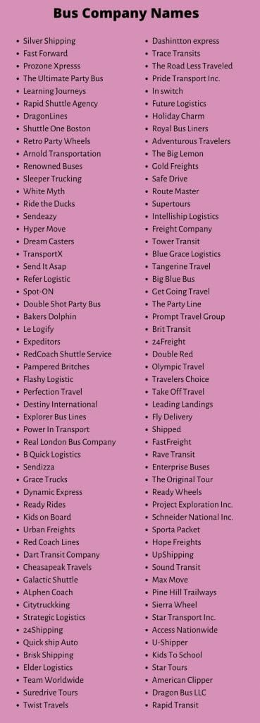 500+ Creative Bus Company Names, Ideas, and Suggestions