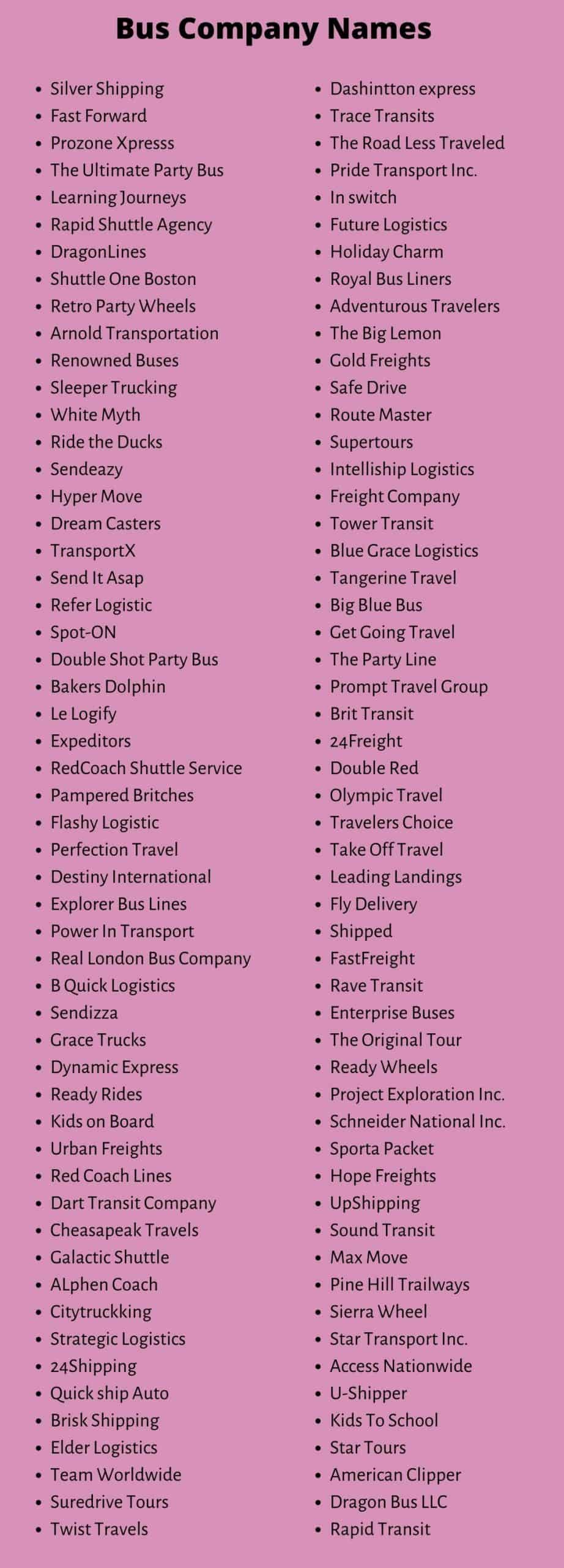 500+ Creative Bus Company Names, Ideas, and Suggestions