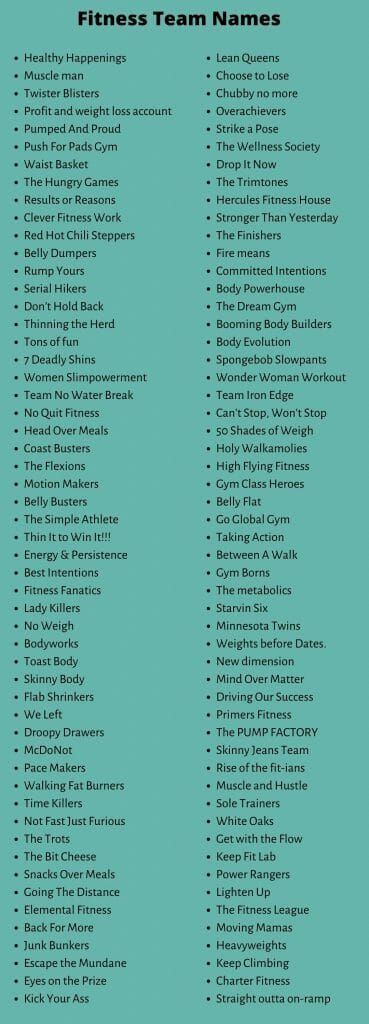 Fitness Team Names: 500+ Catchy Fitness Challenge Names