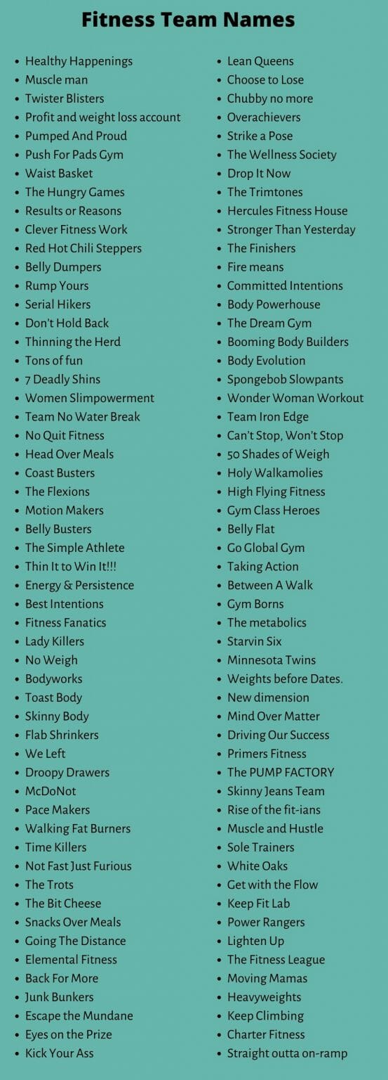 Fitness Team Names: 500+ Catchy Fitness Challenge Names