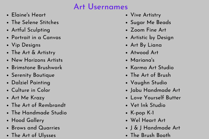 Art Usernames
