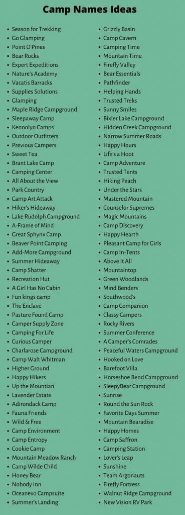 Camp Name Ideas: 700+ Cool Summer Camp Names