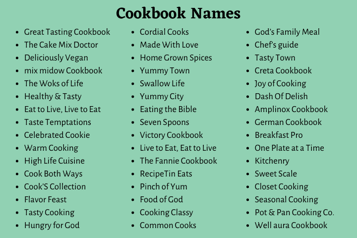 400 Cookbook Name Ideas Funny Unique And Catchy 