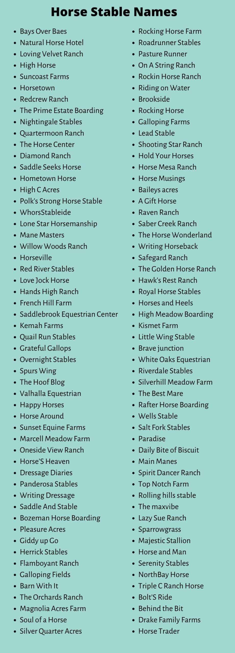 Horse Business Names