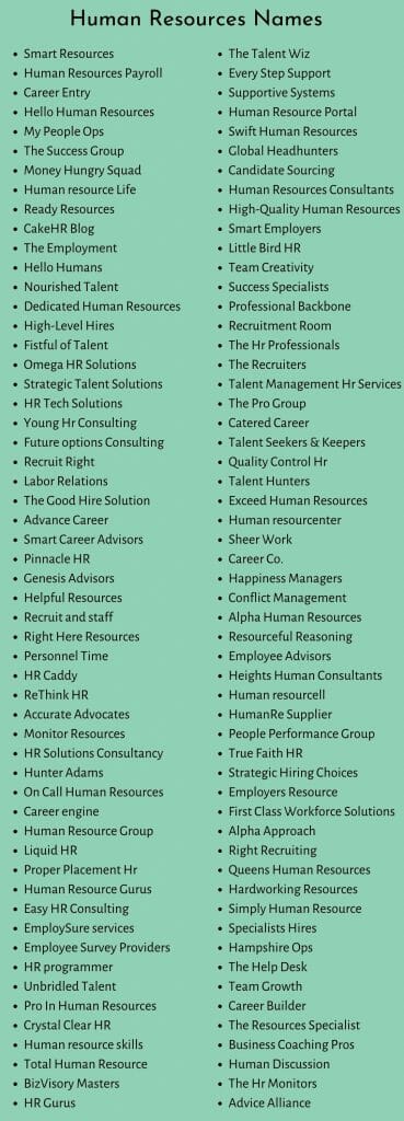 HR Names 450 Creative Names For Human Resources