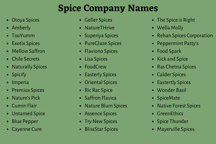 Spice Company Names