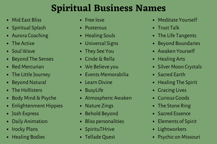 Spiritual Business Names