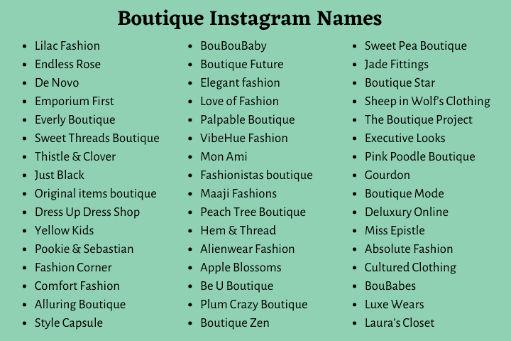 Boutique Instagram Names