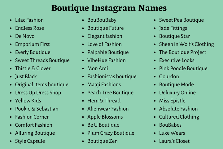 300+ Cute Boutique Instagram Names, Ideas, Suggestions