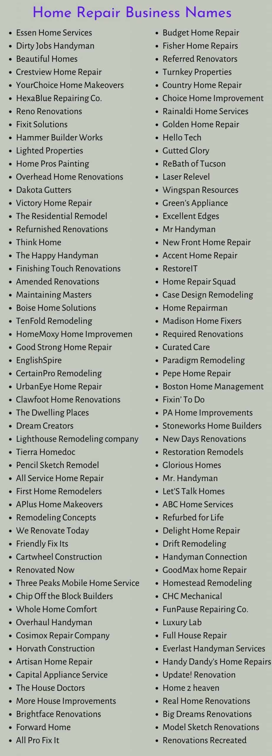 500+ Catchy Home Repair and Improvement Business Names