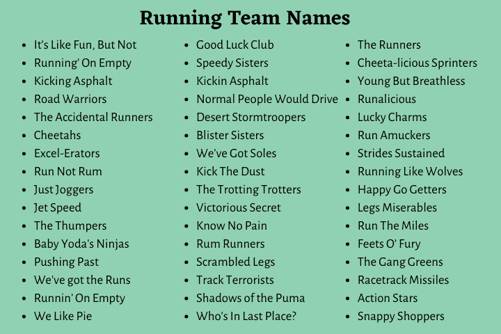 Running Team Names: 300+ Funny Race Team Names