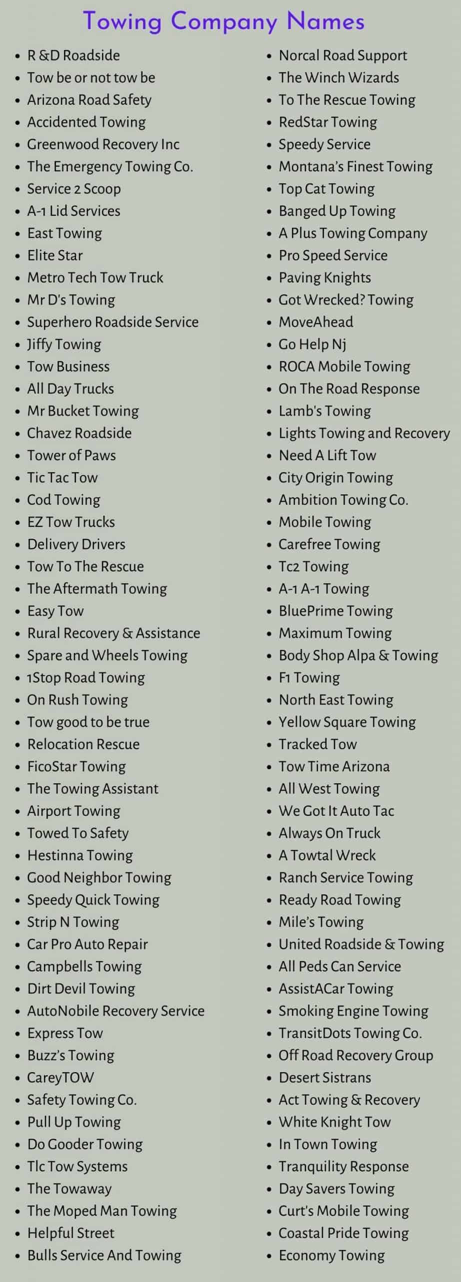 Towing Company Names: 500+ Funny and Catchy Towing Names