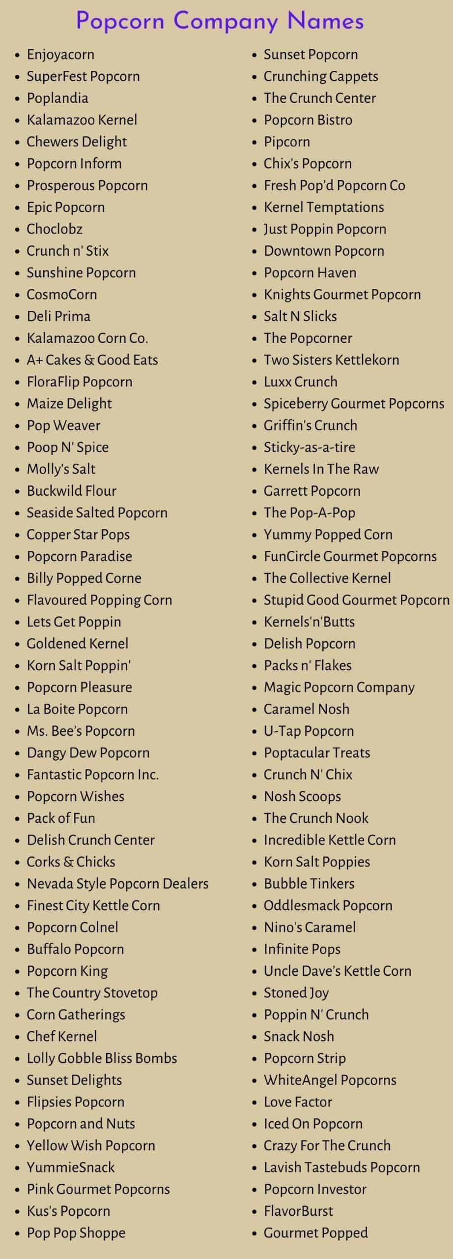 Popcorn Company Names: 300+ Popcorn Brand Name Ideas