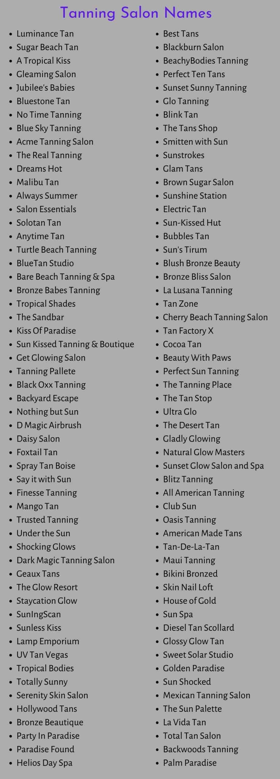 Tanning Salon Names 600 Mobile Spray Tan Business Names