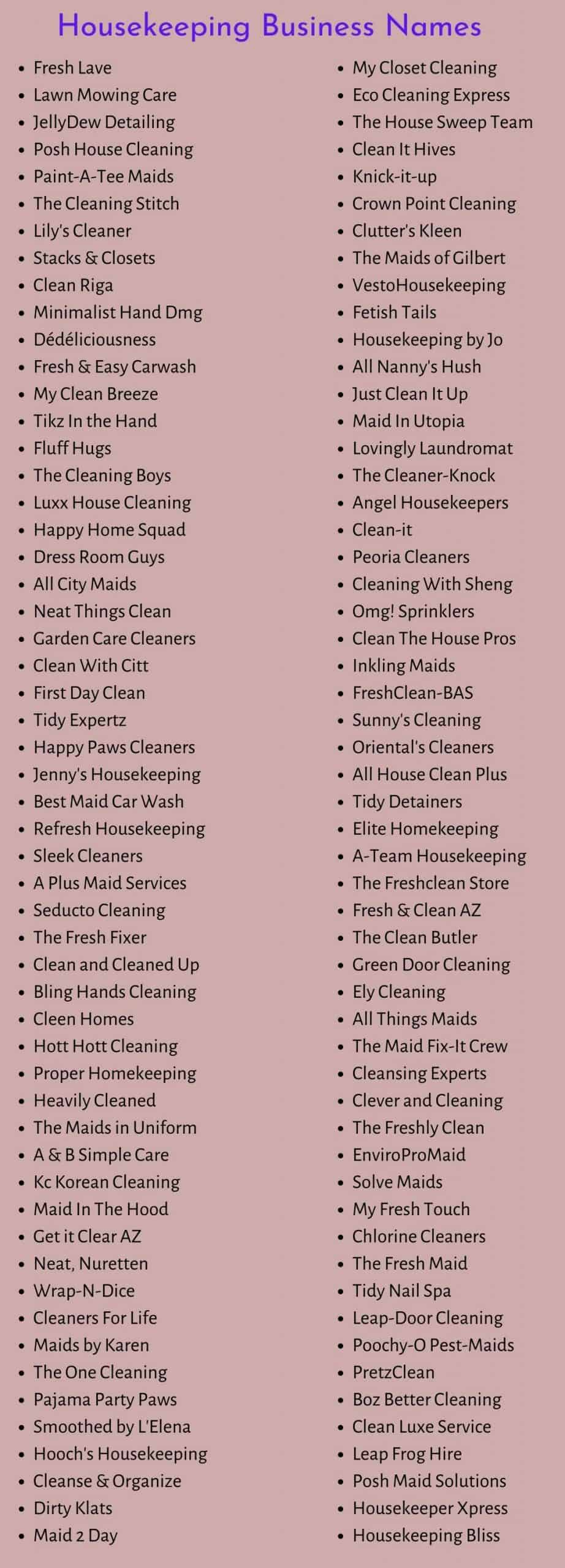 300+ Catchy Housekeeping Business Names