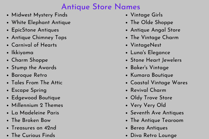 Antique Store Names