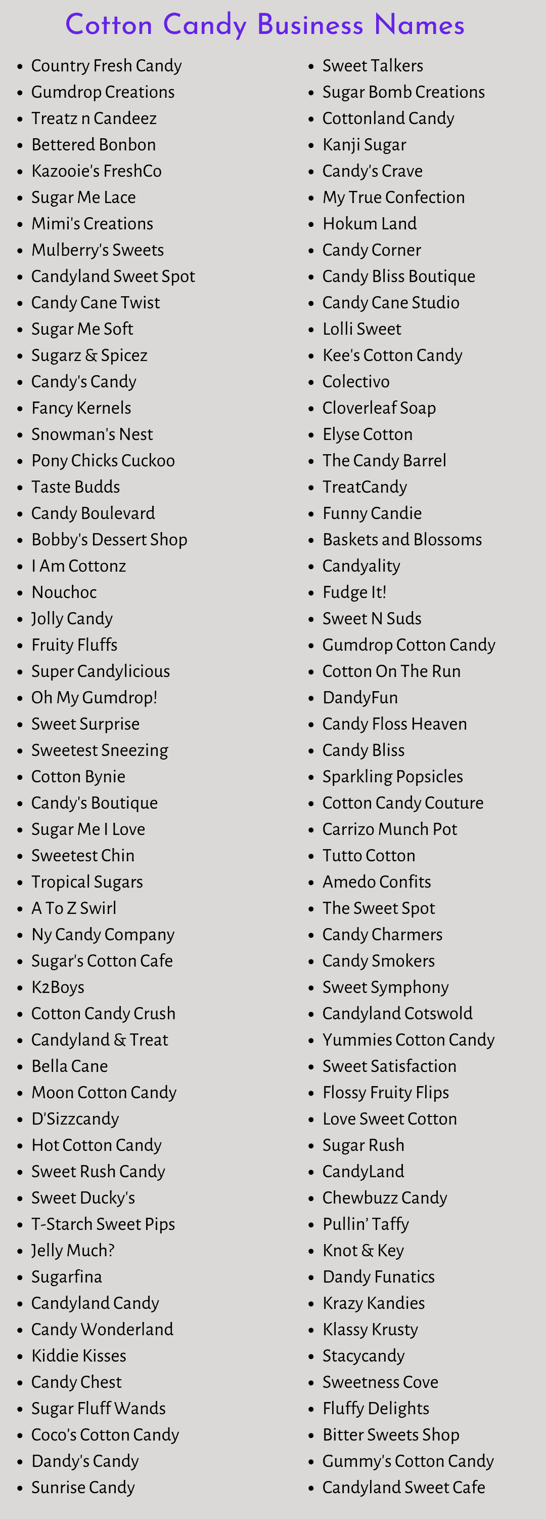 600 Catchy Cotton Candy Business Name Ideas