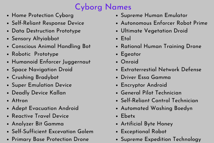 Cyborg Names
