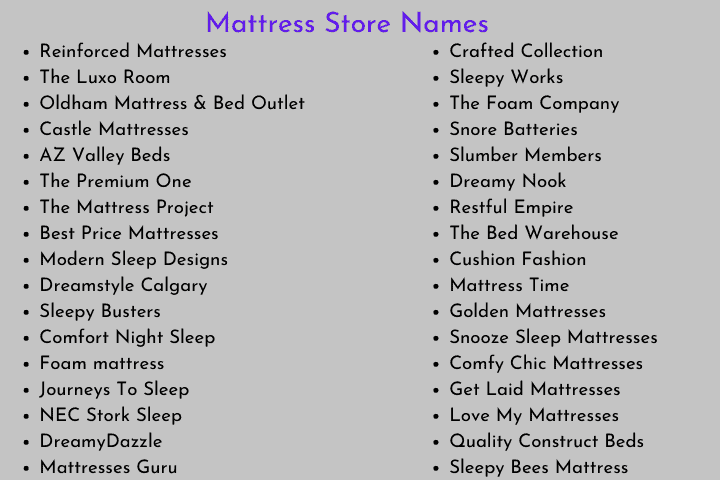 Mattress Store Names