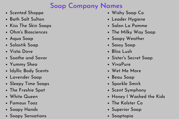 700 Classy Soap Company Names That Are Super Cool