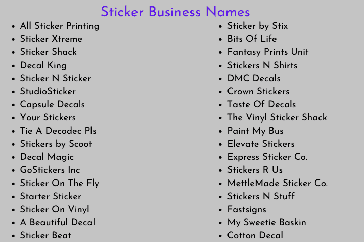 Sticker Business Names