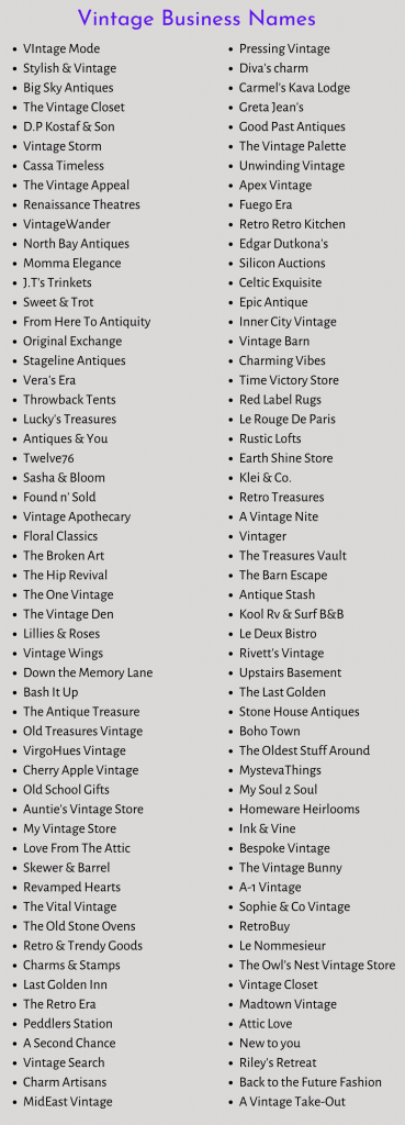 Vintage Business Names: 900+ Catchy Antique Store Names