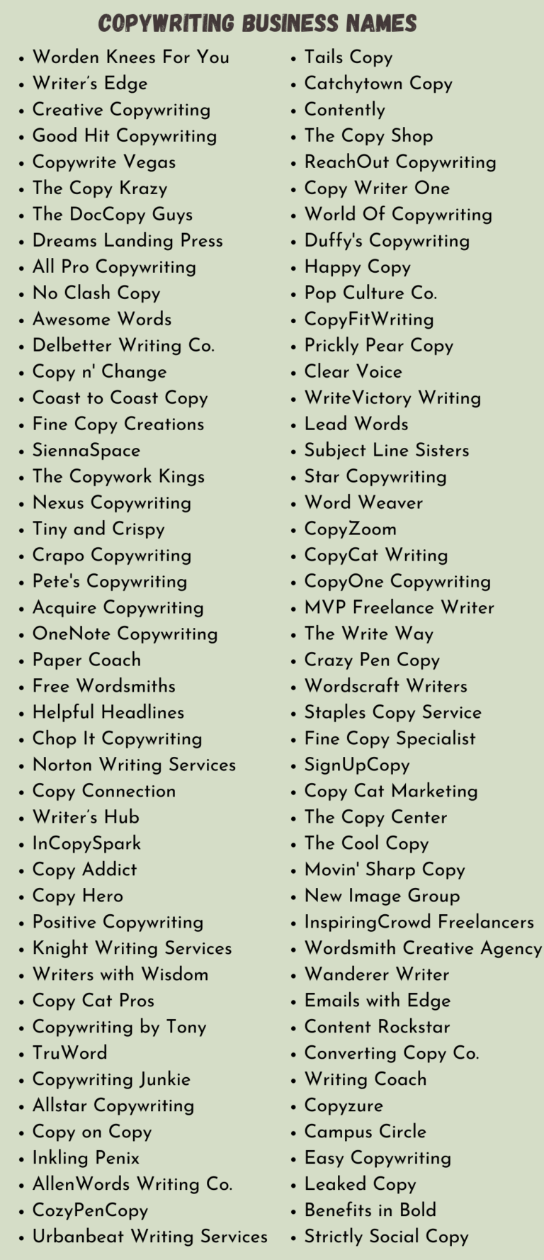 570 Copywriting Business Names That Are Perfect For You