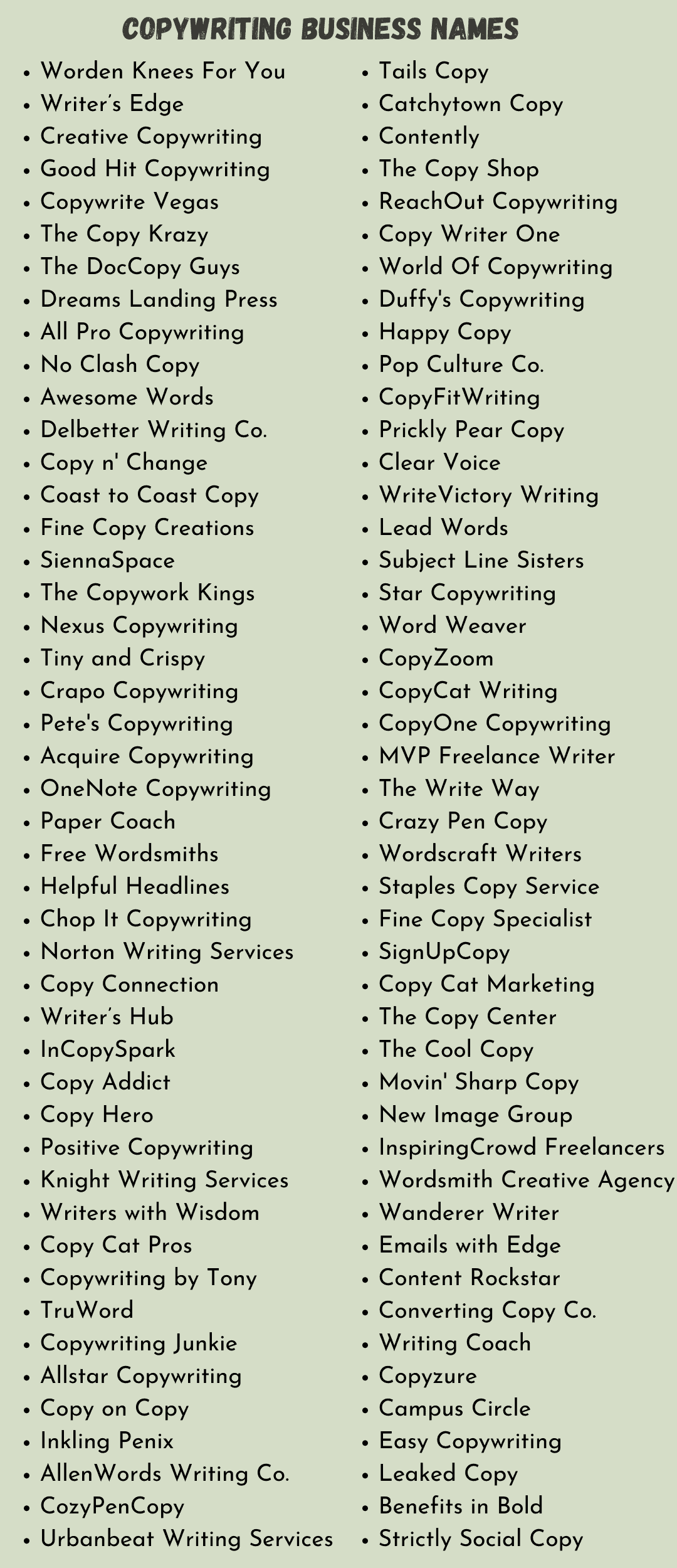 writing services business names