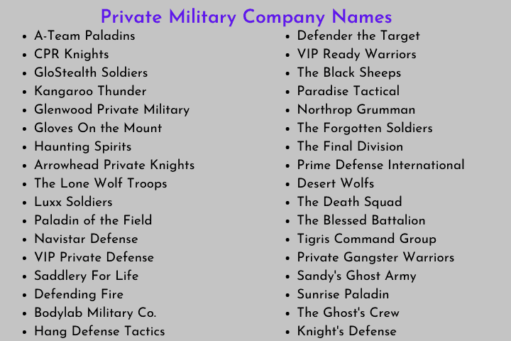 Private Military Company Names