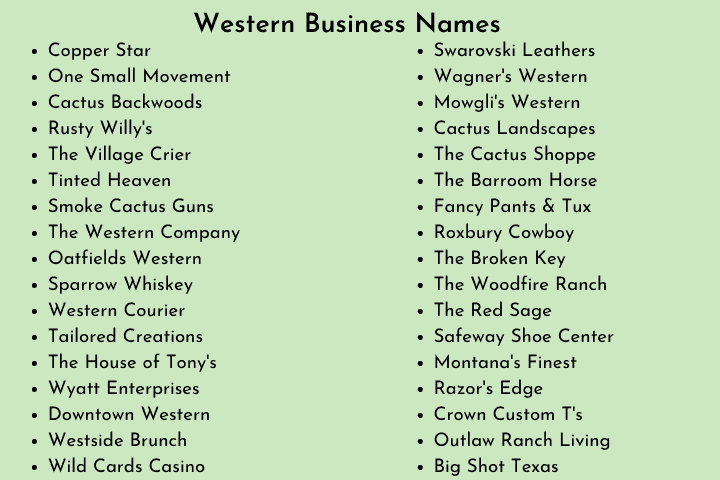370 Catchy Western Business Names To Get You Inspired