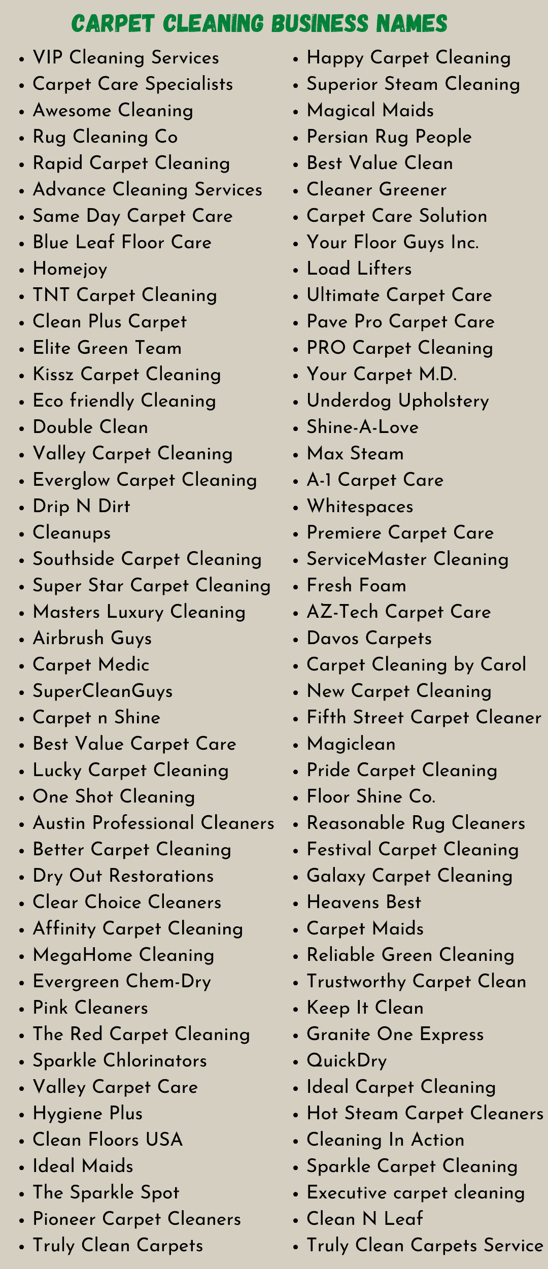 850 Catchy Carpet Cleaning Business Names You Can Use