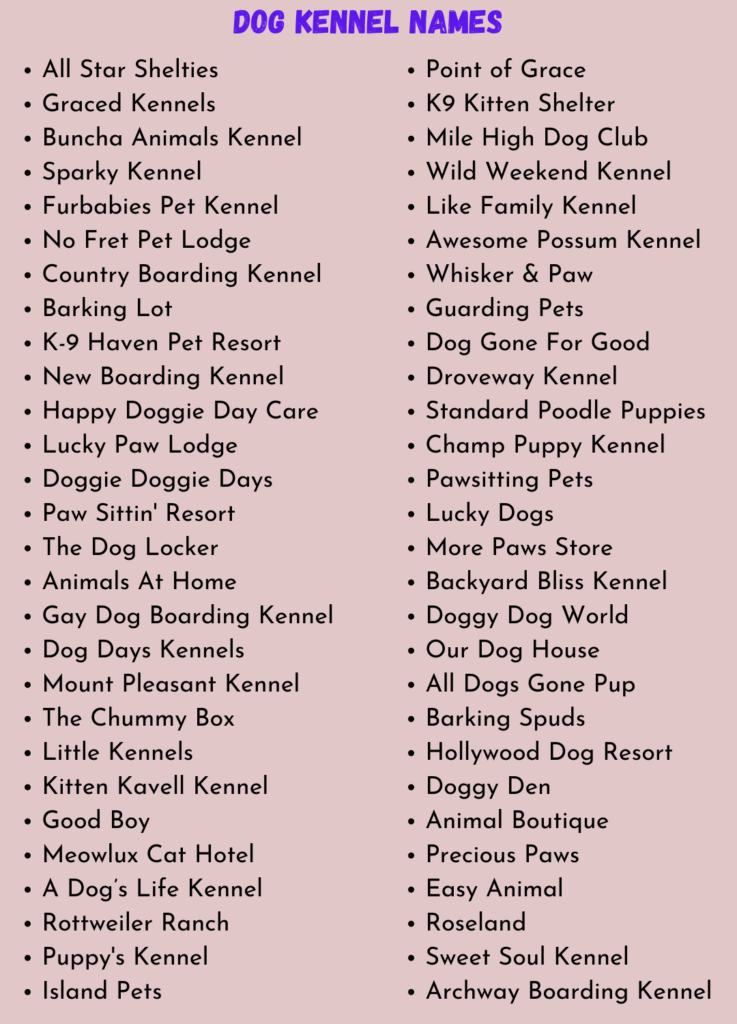 Dog Kennel Name Ideas