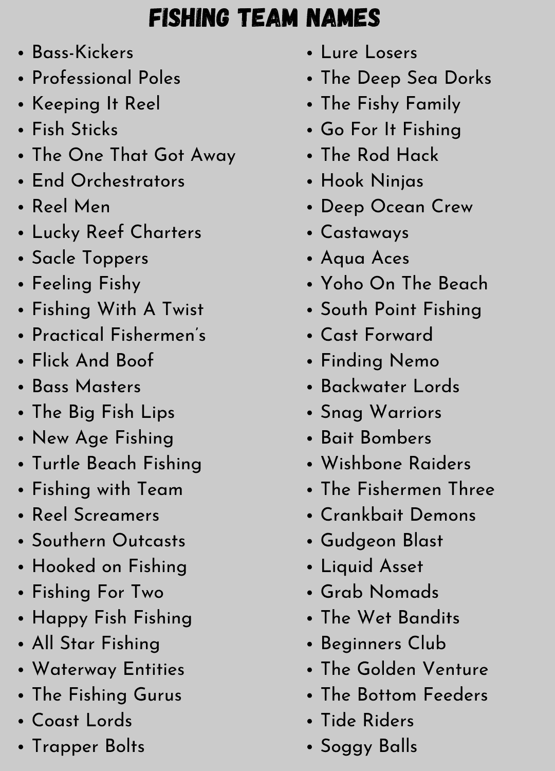 Fishing Team Names