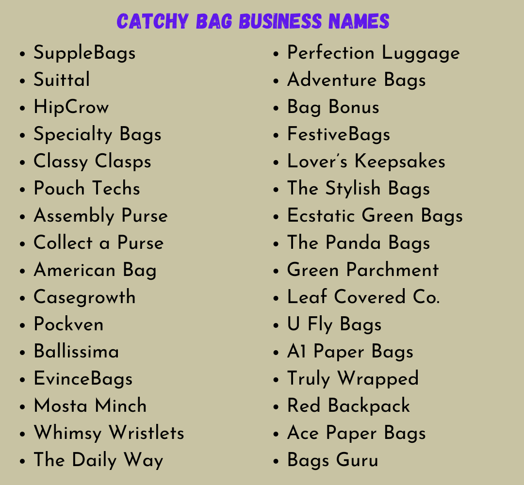 500 Unique Bag Brand Name Ideas for Your Company