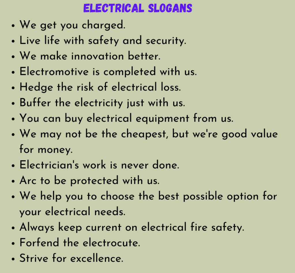 300 Catchy Electrical Slogans and Taglines