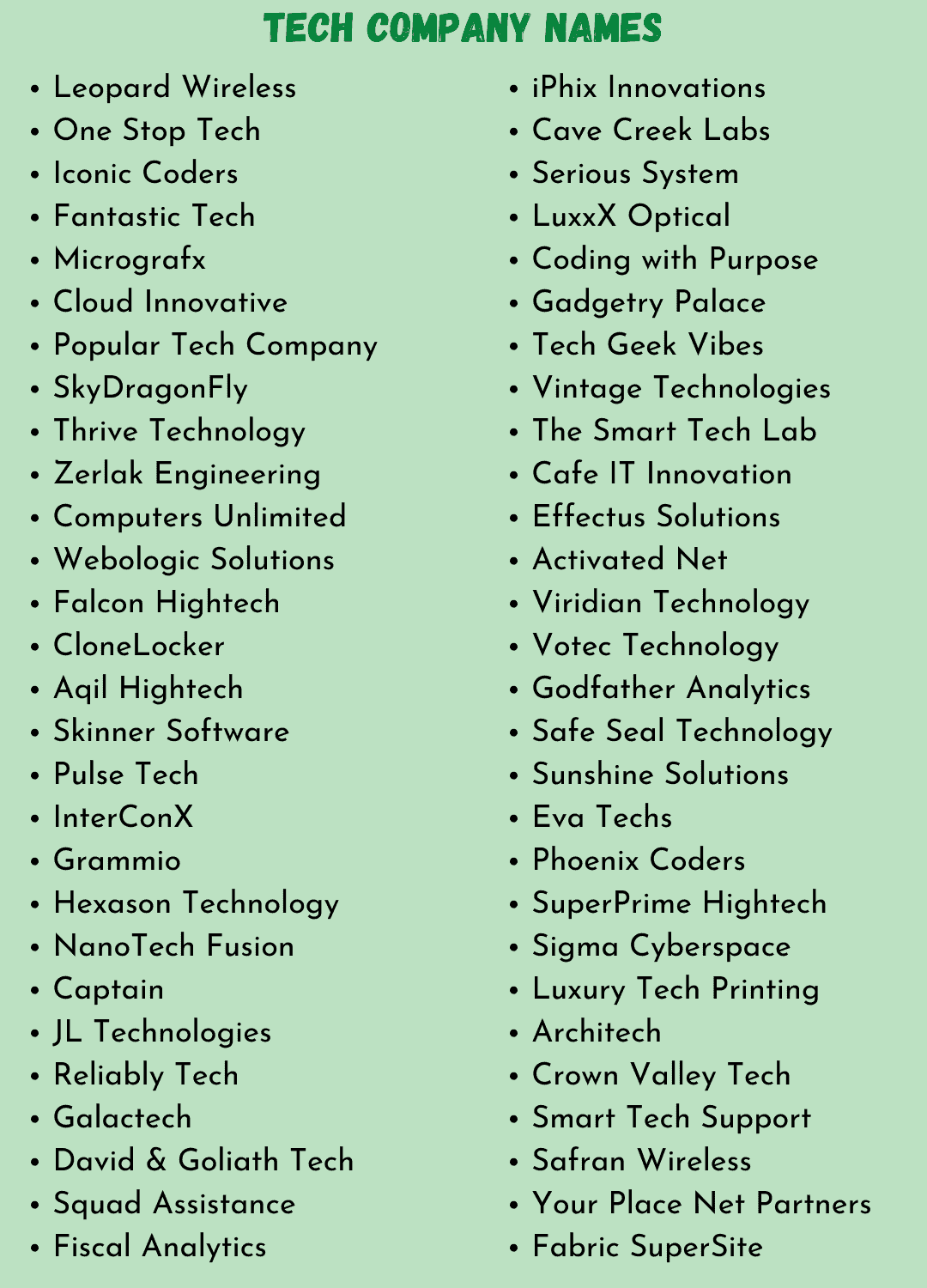 Tech Names: 570+ Cool Tech Company Name Ideas