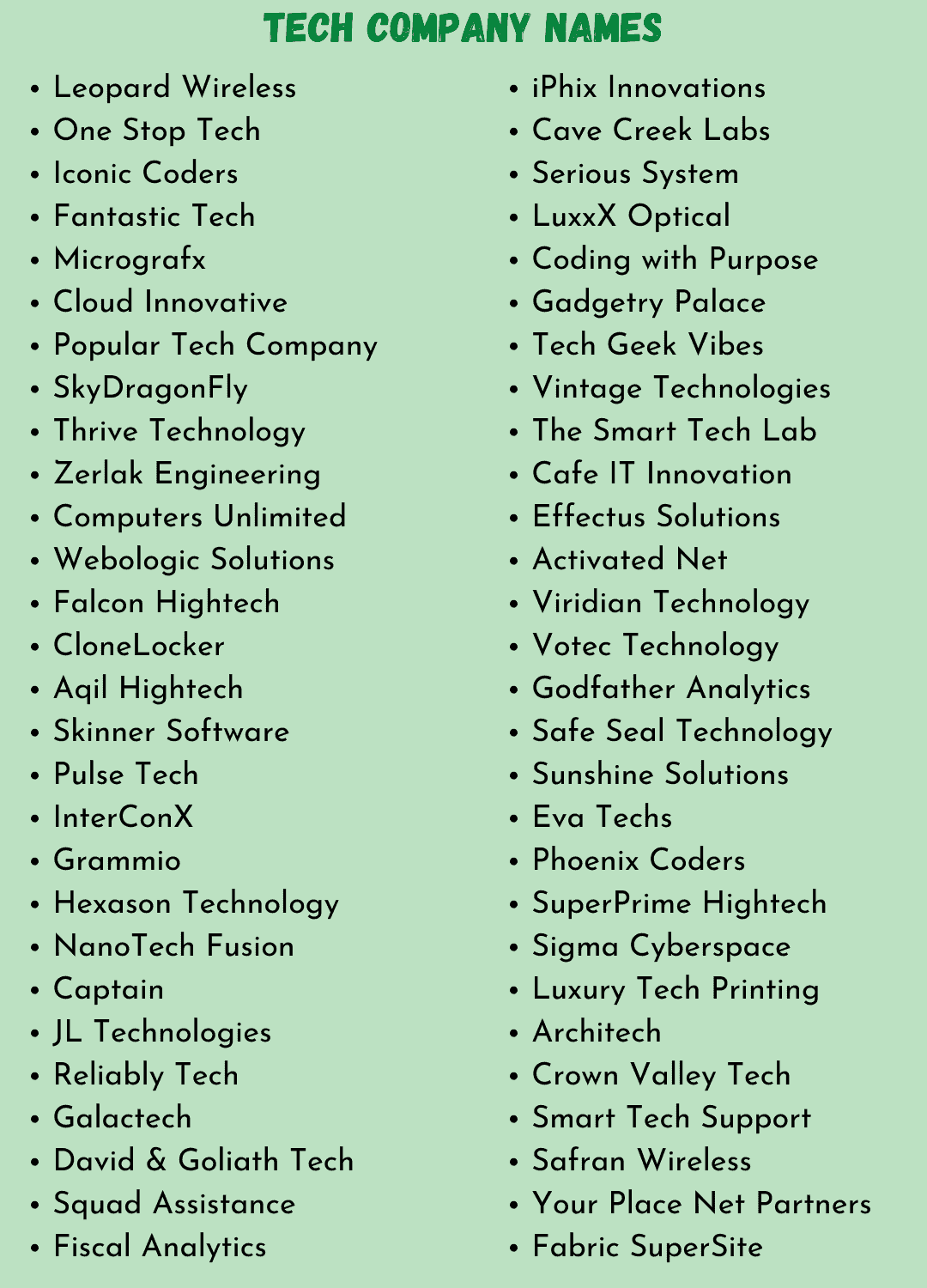 Tech Names 570 Cool Tech Company Name Ideas