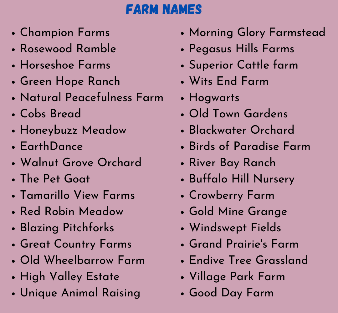 1200 Farm Names Ideas (Cool, Funny, Cute, and Unique)