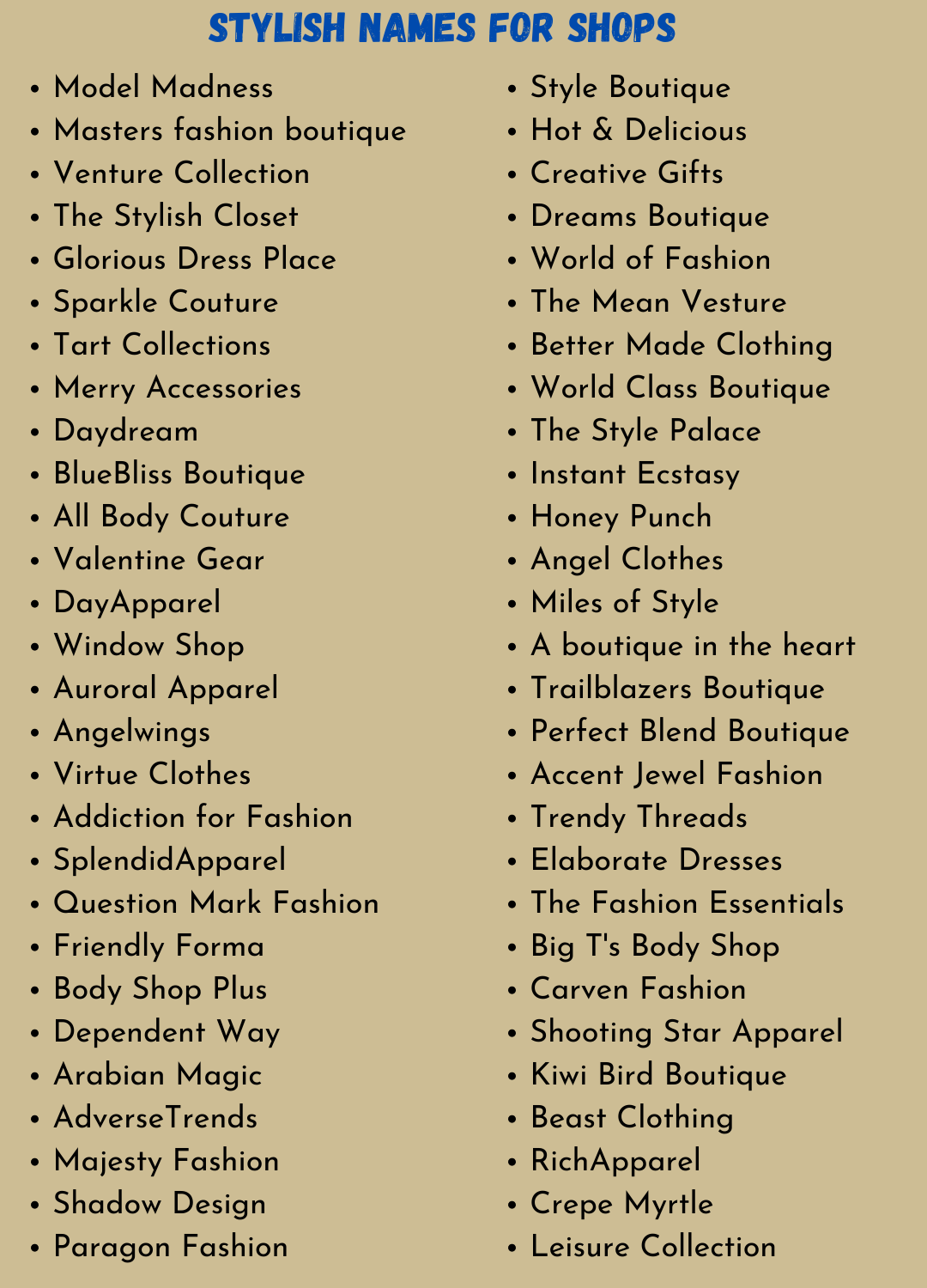 Clothes Shop Names List Atelier yuwa ciao jp