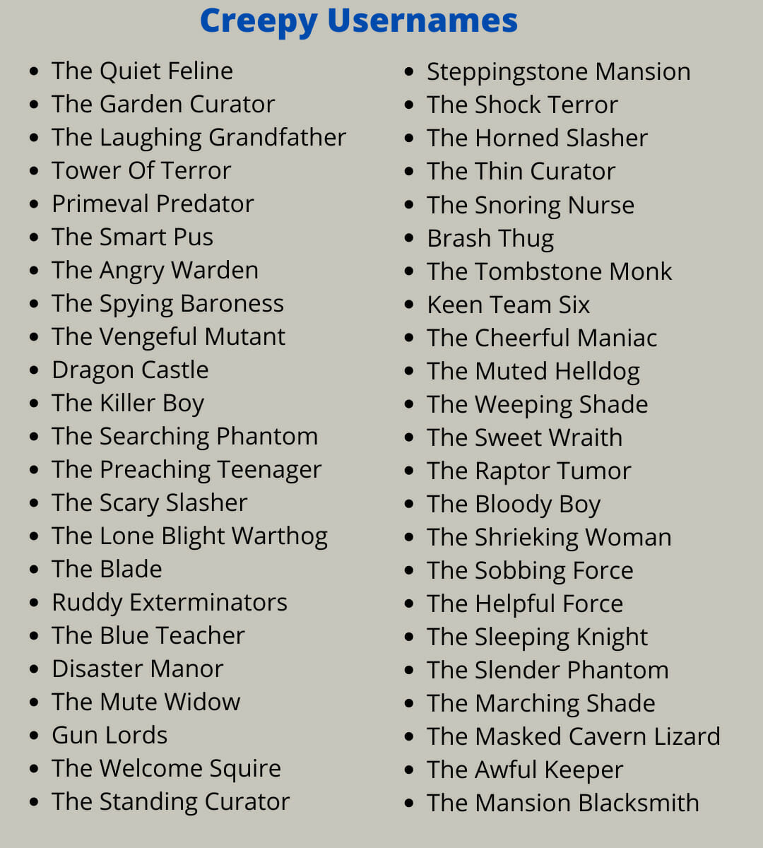Creepy Usernames 1500 Horror Scary Nicknames Ideas