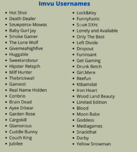 850+ Cute & Cool Imvu Usernames and Nickname Ideas