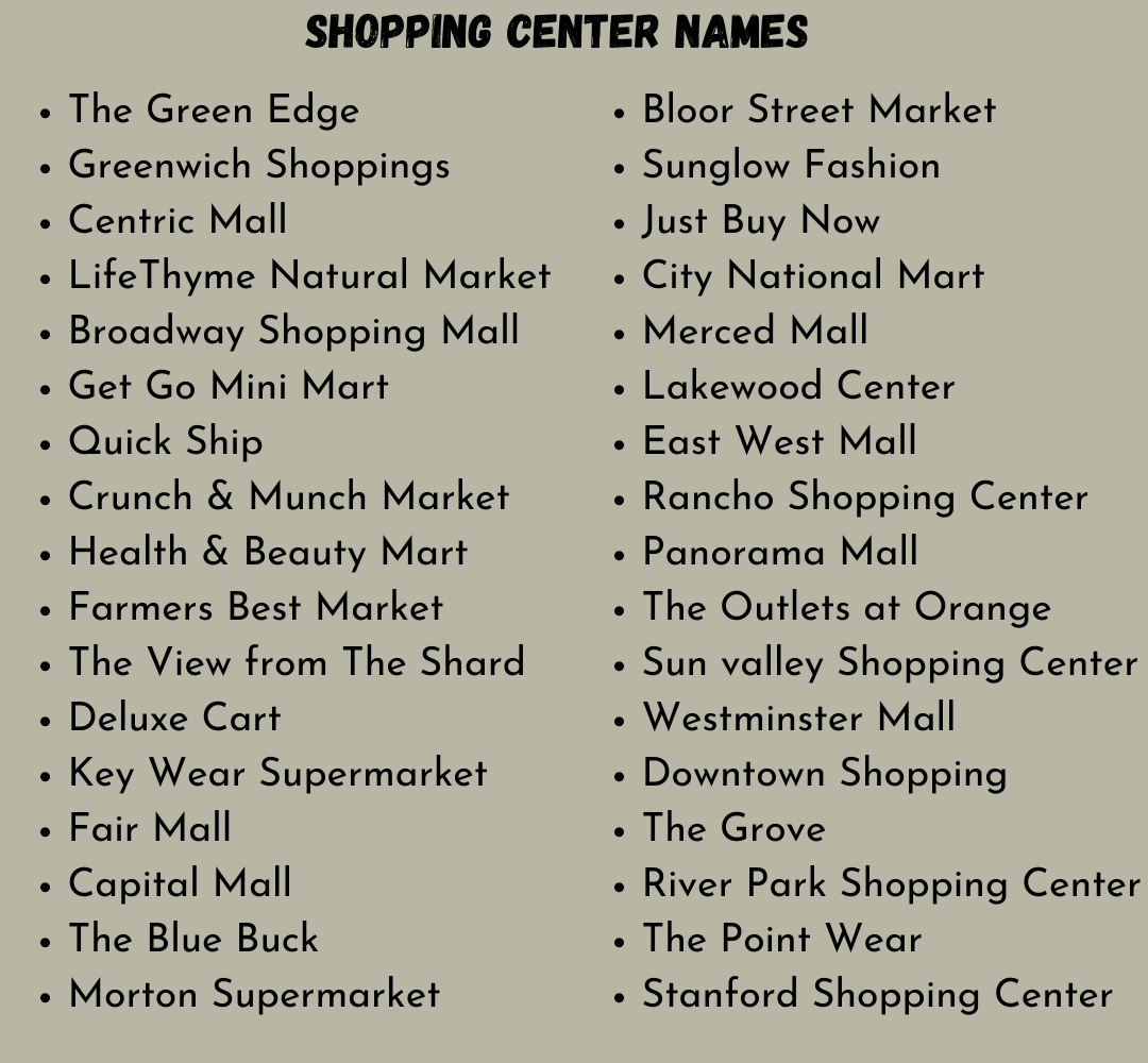 Shopping Center Names 400 Funny And Cool Mall Name Ideas