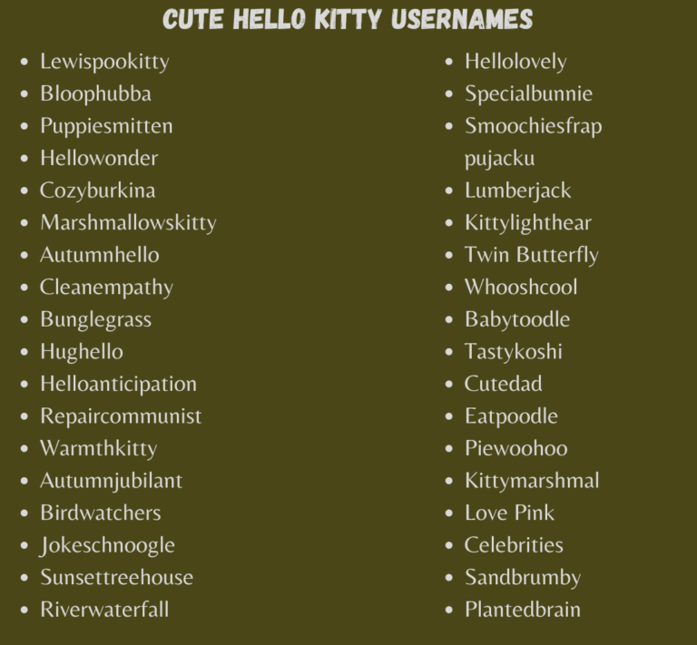 Hello Kitty Username Ideas