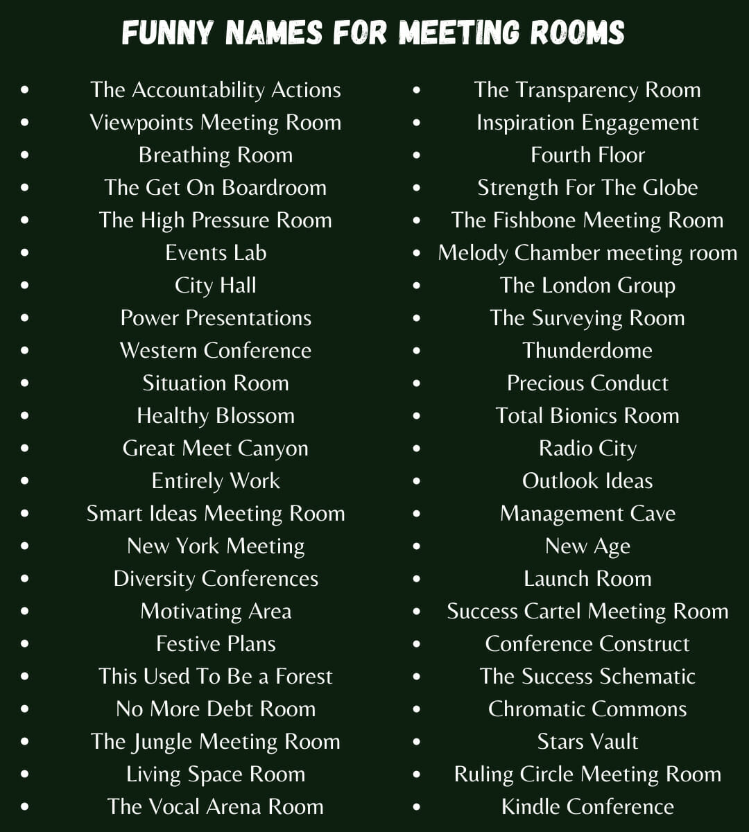 1000 Best Meeting And Conference Room Name Ideas   Funny Names For Meeting Rooms 