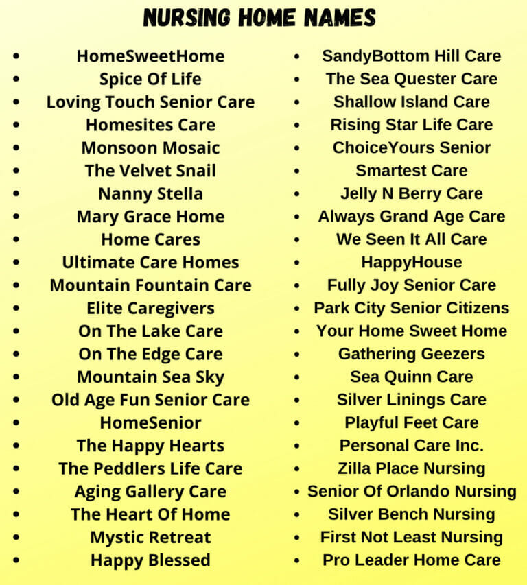 creative nursing home names