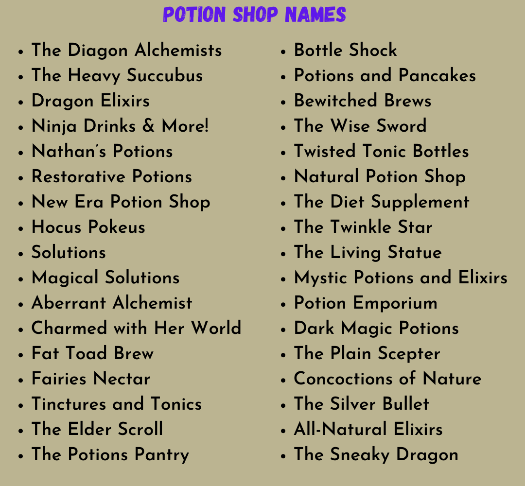 400 Catchy Potion Shop Names With Magical Flair   Potion Shop Names 