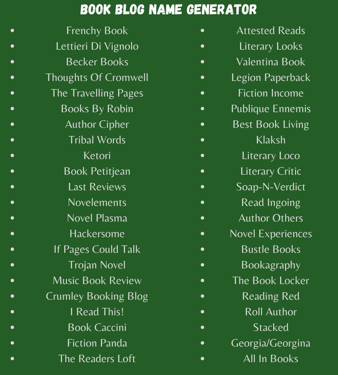 book review blog name generator