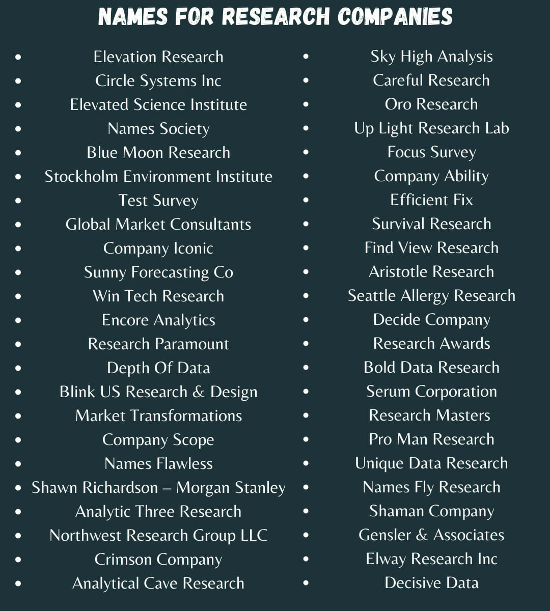 how to name a research company