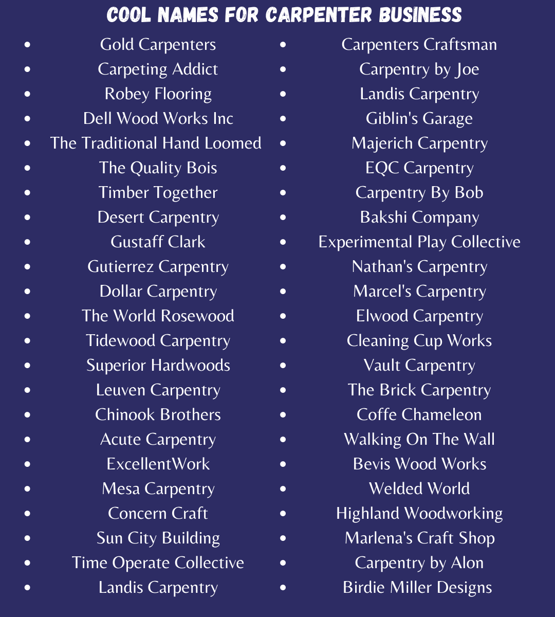900 great carpentry business name ideas and suggestions