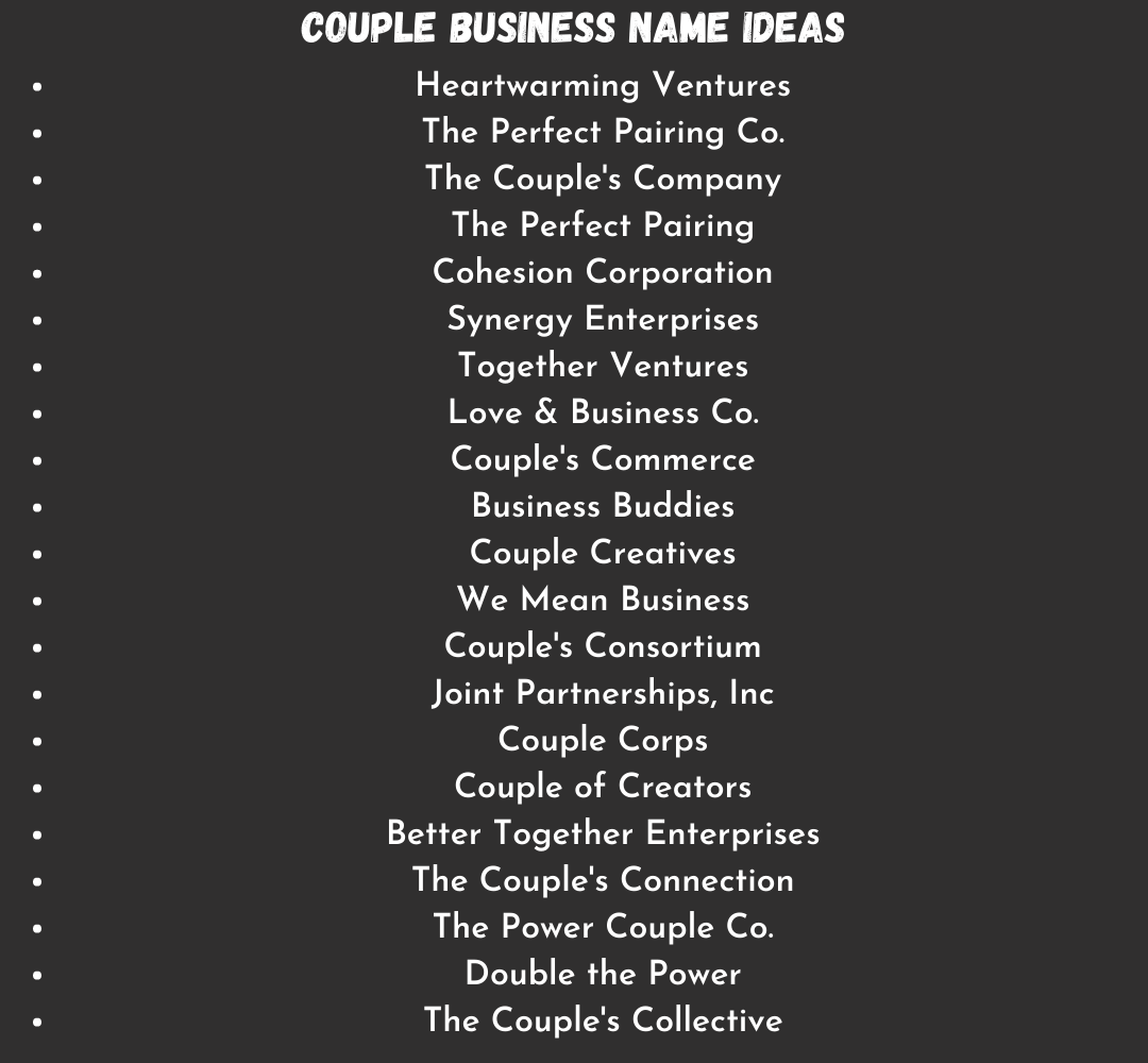 Couple Business Name Ideas